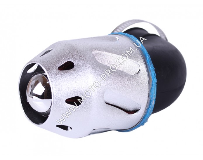 Фильтр нулевой "Пуля" серебро Ø42mm 90° (125-150сс) - АМ (Запчасти Китайский скутер)