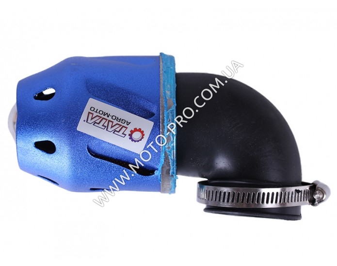 Фильтр нулевой "Пуля" синий Ø42mm 90° (125-150сс) - АМ (Запчасти Китайский скутер)