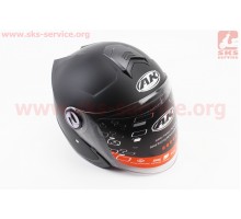 Шлем открытый + откидные очки AK-720 - ЧЕРНЫЙ матовый