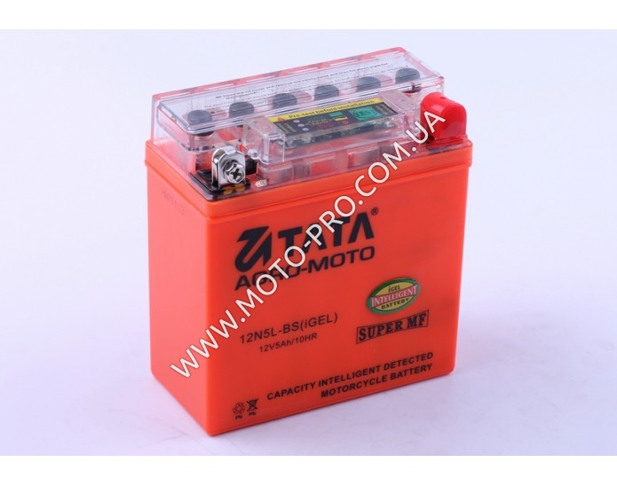 Аккумулятор 5Аh-YTX12V5-3B OUTDO (гелевый, оранж С ИНДИКАТОРОМ) 120*61*129мм-Active