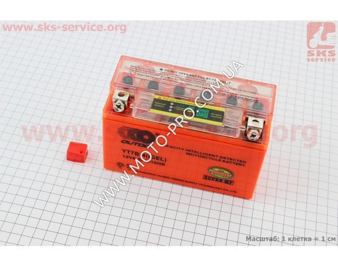 Акумулятор 7(6,5)Аh YT7В-4 (гелевий, оранж) 150/65/95мм з ІНДИКАТОРОМ, 2018