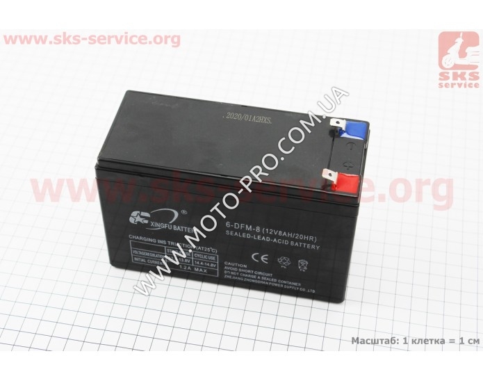 Аккумулятор (АКБ) 6-DFM-8 - 12V8Ah (L151*W65*H97mm) для ИБП, игрушек и др., 2020 (348086)