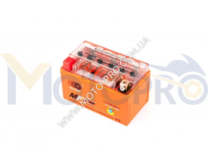 Аккумулятор (АКБ) 12V 8,6А гелевый (150x85.8x93.6, оранжевый, mod:YTZ 10S) OUTDO (A-1371)