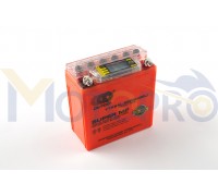 Аккумулятор (АКБ) 12V 5А гелевый (высокий) (119x60x128, оранжевый, с индикатором заряда, вольтметром) OUTDO (A-1162)
