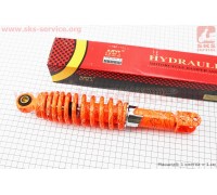 Амортизатор задний GY6/Honda - 290мм*d55мм (втулка 10мм / вилка 8мм) регулир., оранжевый с паутиной