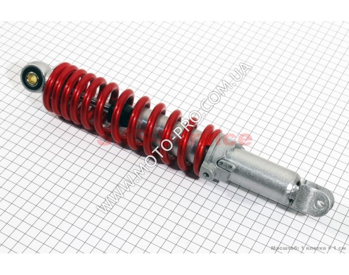 Амортизатор задній GY6/Honda - 310мм*d54мм (втулка 10мм / вилка 8мм) регул., червоний (314002)