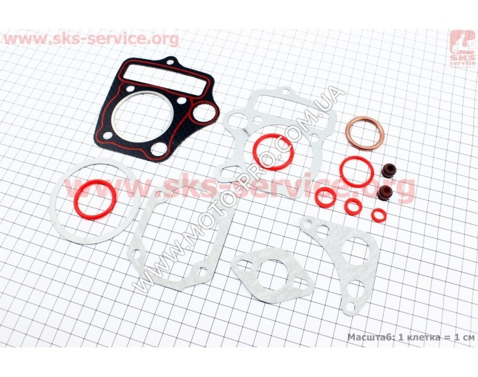 Прокладки поршневой к-кт 70cc "красная нить" + сальники клапанов, манжеты (318572)