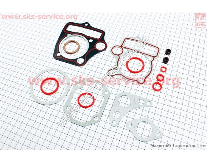 Прокладки поршневой к-кт 110cc Active "красная нить" + сальники клапанов, манжеты (318573)