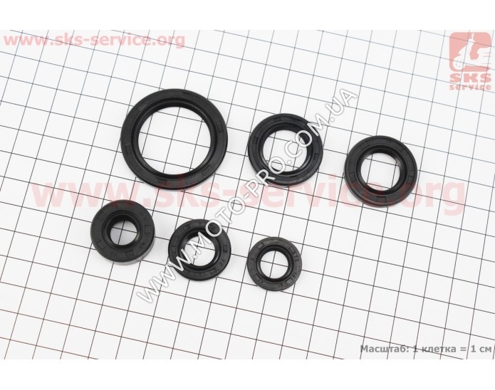 Сальник двигуна 70cc к-кт 6шт (13,7 * 24 * 5-2шт; 11,6 * 24 * 10; 12 * 21 * 4; 30 * 42 * 4,5; 17 * 29 * 5)