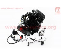 Двигатель мотоциклетный в сборе CGT-175cc (водяное охлаждение) + карбюратор, коммутатор, катушка зажигания, реле: стартера, напряжения