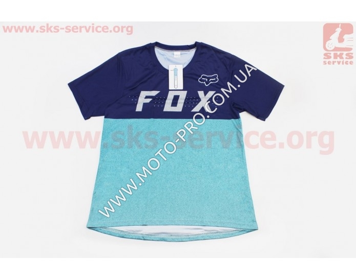 Футболка (Джерси) для мужчин M - (Polyester 100%), короткие рукава, свободный крой, сине-бирюзовый, НЕ оригинал