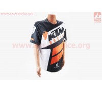 Футболка (Джерси) для мужчин M - (Polyester 100%), короткие рукава, свободный крой, черно-бело-оранжевая, НЕ оригинал