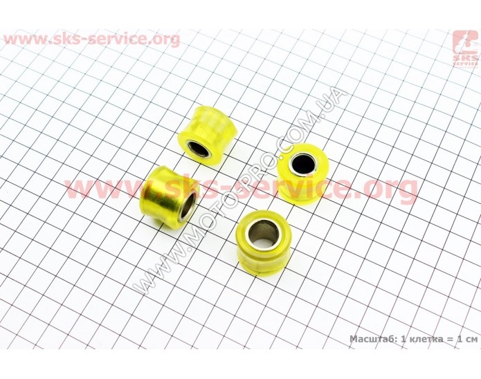 Сайлентблок амортизатора+втулка 10мм та 12мм к-кт 4шт, ЖОВТИЙ