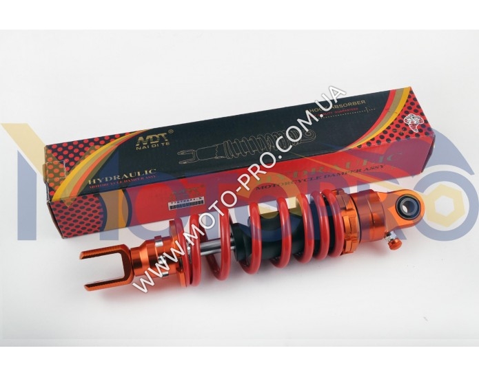 Амортизатор GY6, DIO, TACT 270mm, тюнинговый, с подкачкой (оранжево-красный) NDT