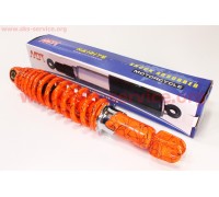 Амортизатор задний GY6/Honda - 320мм*d55мм (втулка 10мм / вилка 8мм) регулир., оранжевый с паутиной