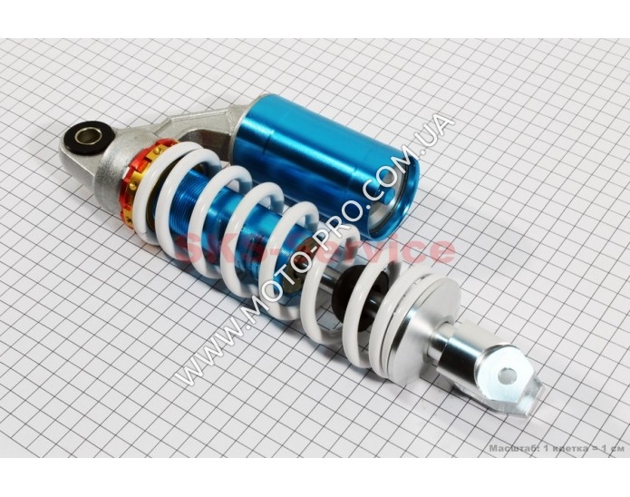 Амортизатор задний GY6/Yamaha - 270мм*d60мм (втулка 12мм / вилка 8мм) газовый регулир., белый (315002)