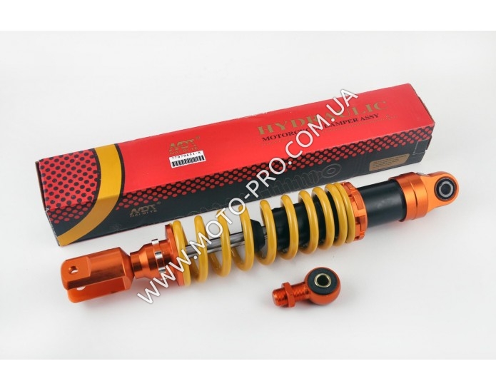 Амортизатор универсальный (+ переходник)   350mm, тюнинговый   (оранжево-желтый)   NDT (A-735)
