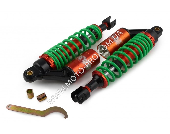 Амортизатори (пара) універсальні 320mm, газомасляні, тюнінг (зелені) NET (A-970)