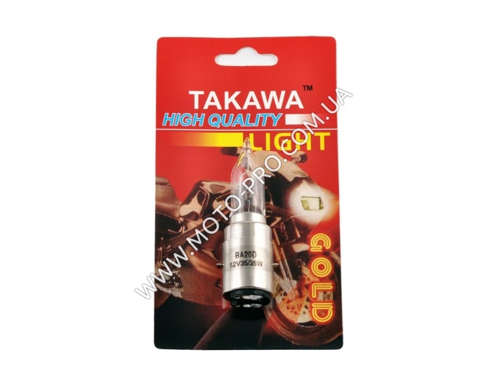 Лампа BA20D (2 уса) 12V 35W/35W (белая, высокая, конусная) (блистер) TAKAWA