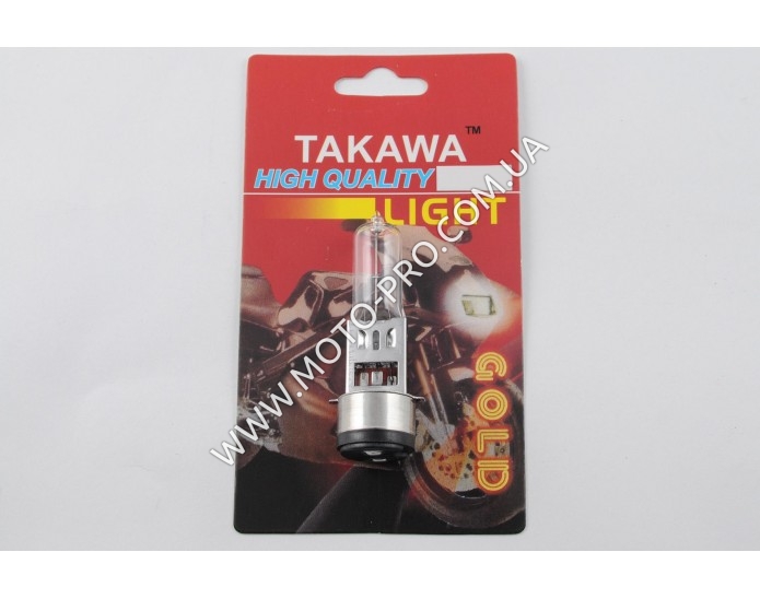 Лампа BA20D (2 вуса) 12V 18W/18W (біла) (блістер) TAKAWA (mod:A)