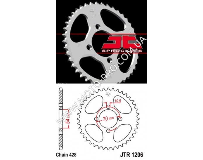 Зірка трансмісії (задня) Delta, Honda CBR125 428-42T JT SPROCKETS #JTR1206.42