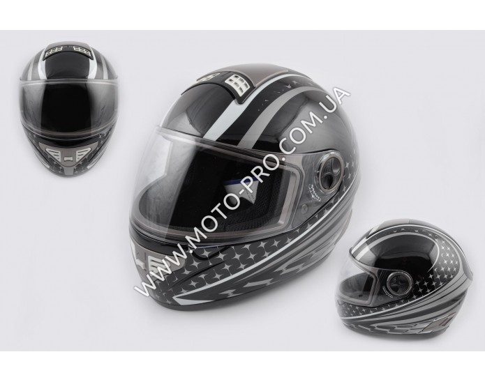 Шлем-интеграл (mod:550) (premium class) (size:L, серо-черный) KOJI