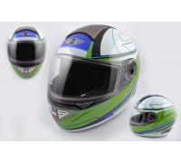 Шлем-интеграл (mod:550) (premium class) (size:M, бело-зеленый) Ш104 KOJI