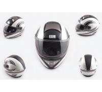 Шлем-интеграл (mod:550) (premium class) (size:XL, бело-черный) KOJI