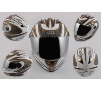 Шлем-интеграл (mod:B-500) (size:M, бело-серый, зеркальный визор, BLADE) BEON