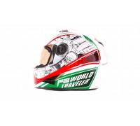 Шлем-интеграл (mod:B-500) (size:M, бело-красно-зеленый) BEON