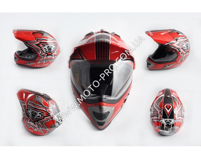 Шлем кроссовый   (mod:MX433) (с визором, size:XL, красный)   LS-2 (K-2098)