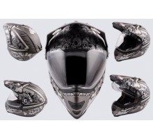 Шлем кроссовый (mod:Skull) (с визором, size:XL, серый м...
