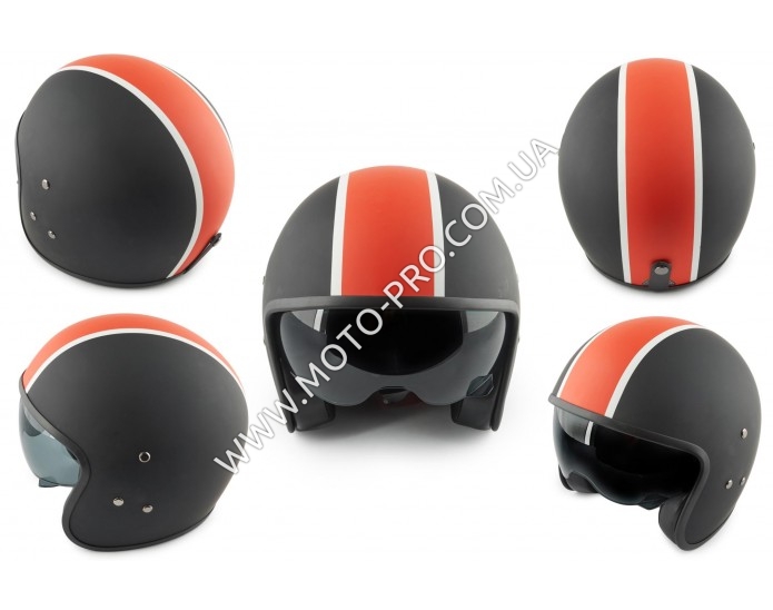 Шлем открытый (mod:062) (size:M, черно-красный матовый, солнцезащитные очки) LS2