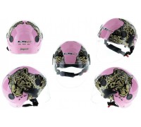 Шлем открытый (mod:101) (классическая форма, прозрачный визор) (size:XL, розовый JAGUAR) LS2