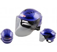 Шлем открытый (mod:100) (аэроформа, черный визор) (size:XL, синий) LS2