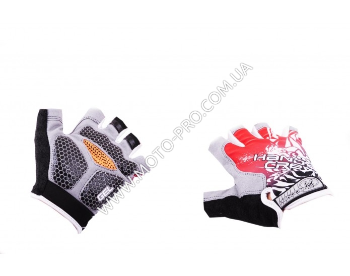 Перчатки без пальцев (mod:1, size:XL, гелевые подушки, красные) HAND CREW