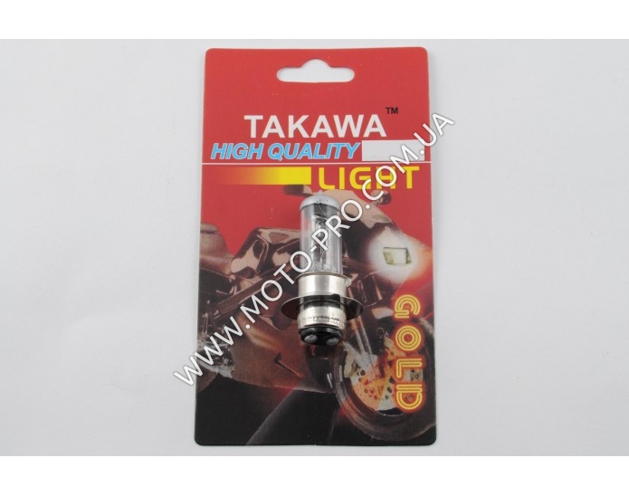 Лампа P15D-25-1 (1 ус) 12V 18W/18W (біла) (блістер) (S-head) TAKAWA (mod:A)