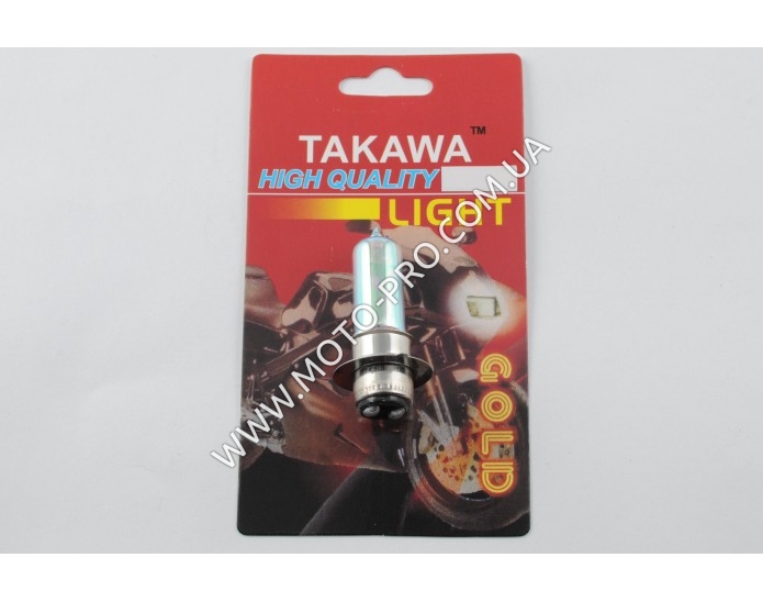 Лампа P15D-25-1 (1 ус) 12V 35W/35W (хамелеон розовая) (блистер) TAKAWA (mod:A)