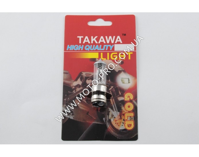 Лампа P15D-25-3 (3 вуса) 12V 18W/18W (біла) (блістер) (S-head) TAKAWA (mod:A)