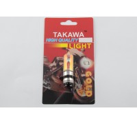 Лампа P15D-25-3 (3 вуса) 12V 18W/18W (хамелеон рожевий) (блістер) TAKAWA (mod:A)