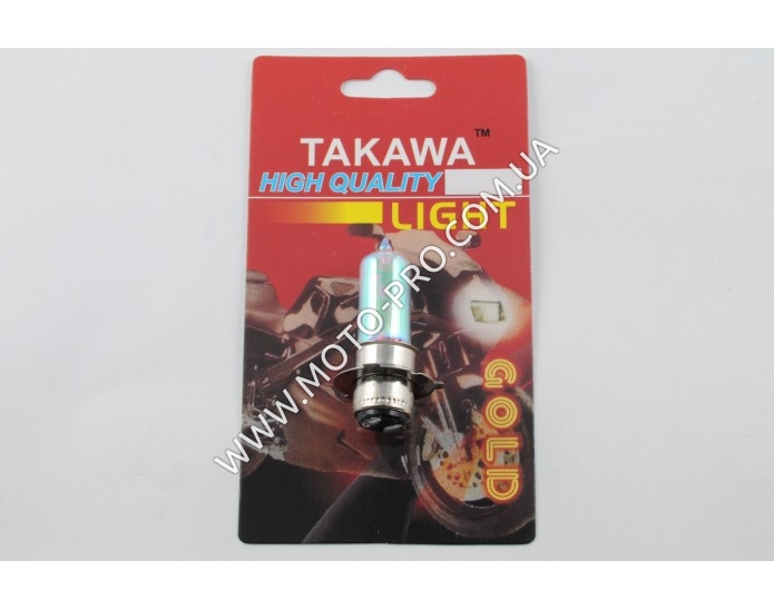 Лампа P15D-25-3 (3 уса) 12V 35W/35W (хамелеон радужный) (блистер) TAKAWA (mod:A)