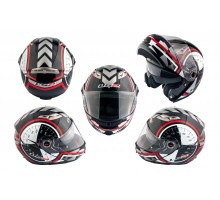 Шлем трансформер (size:ХL, бело-черный + солнцезащитные...