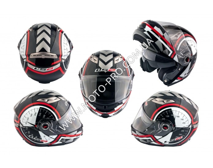 Шлем трансформер (size:ХL, бело-черный + солнцезащитные очки) LS-2