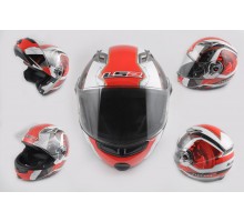 Шлем трансформер (size:XL, красно-белый, + солнцезащитн...