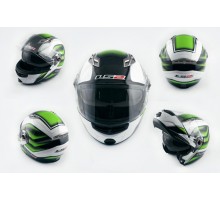 Шлем трансформер (size:XL, бело-зеленый, + солнцезащитн...