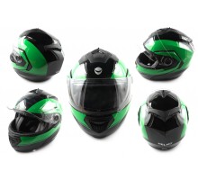 Шлем трансформер (mod:FL258) (size:L, черно-зеленый) HE...