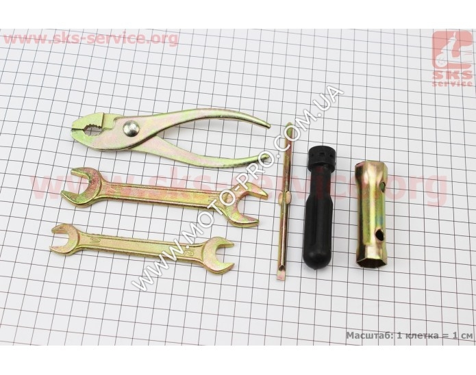 Ключ свічковий для 4Т - 16/18mm + 4 предмети (ріжковий ключ 8*10mm/ріжковий ключ 14*17mm/викрутка+-/плоскогубці) "ЗІП" (Delta 110cc)