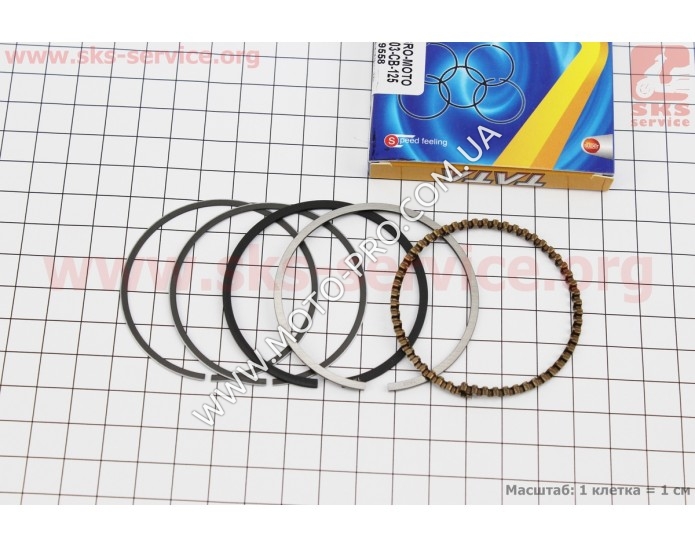 Кольца поршневые 56,5мм STD (толщина - 1мм) (CB-125/150)