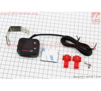 ВОЛЬТМЕТР с дисплеем, красный циферблат + датчик температуры воздуха + крепление (универсальный, компактный) (Китайский скутер 125-150 СС)
