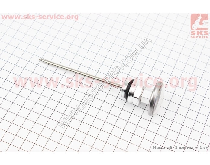 Щуп масляный 103мм "ХРОМ"+ датчик температуры, TUNING (Китайский скутер 125-150 СС)